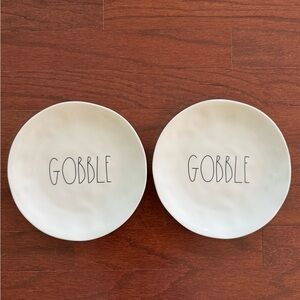 Rae Dunn Cream 'Gobble' Dinner Plates - Pair